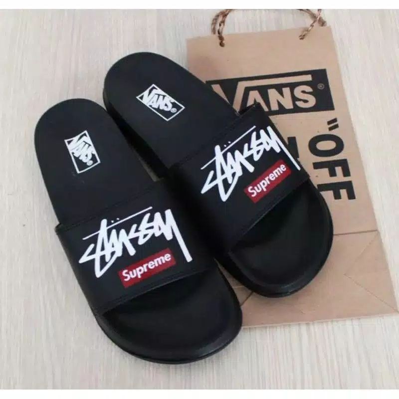 Dép Quai Ngang In Chữ Supreme Vans Cá Tính Cho Nam