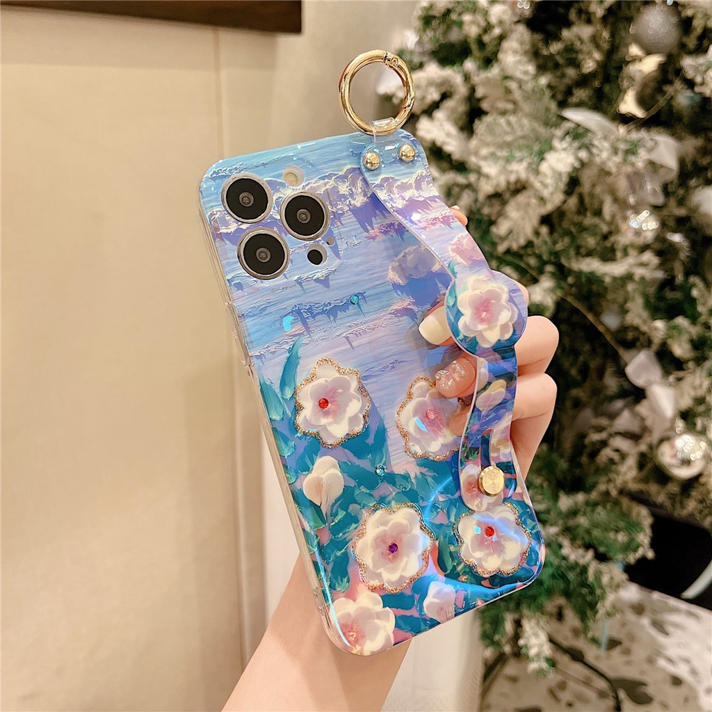 Ốp Điện Thoại In Tranh Sơn Dầu Hoa Có Dây Đeo Cho Samsung Galaxy A73 A53 5G A52 A42 A32 A22 A33 A23 A13 A12