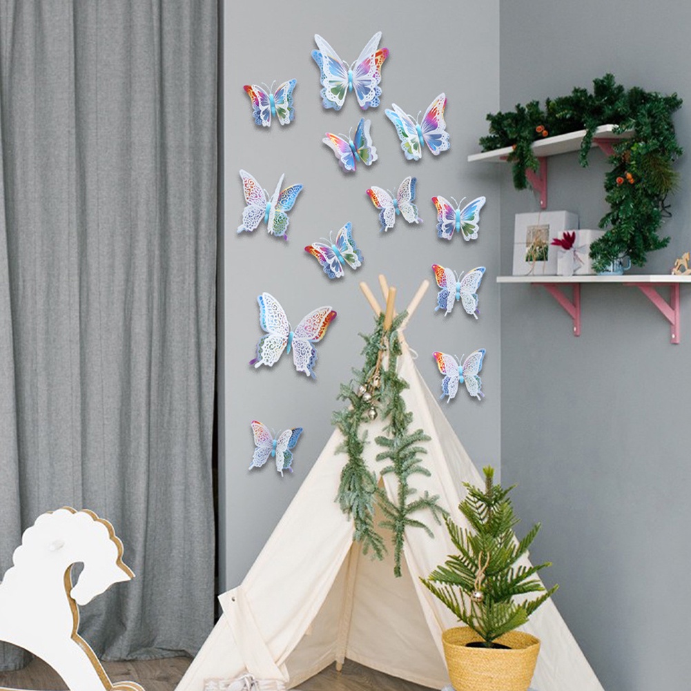 Miếng Dán Tủ Lạnh Hình Bướm 3D Nhiều Màu Sắc Có Nam Châm Thời Trang