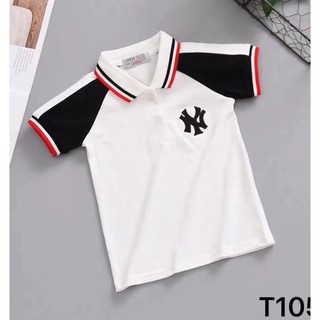 Áo Polo cộc tay logo MLB thêu nổi cho bé trai