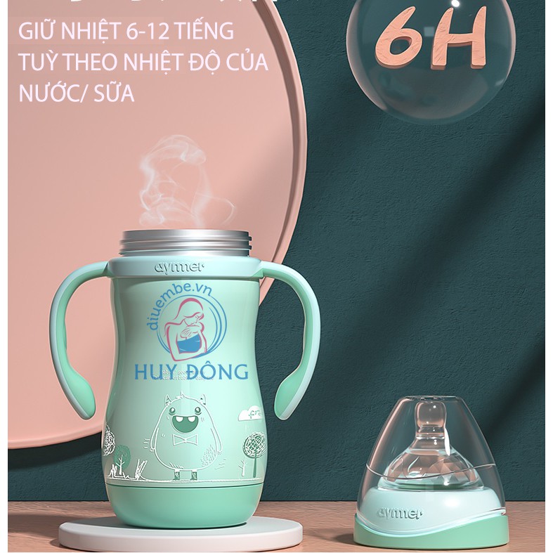 BÌNH SỮA GIỮ NHIỆT AYMER CHỐNG ĐẦY HƠI- CHỐNG BỂ VỠ - BÌNH NƯỚC GIỮ NHIỆT 210ml, 280ml