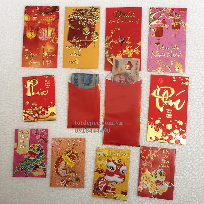 Tệp 6 Phong bao Lì xì Tết đẹp trang nhã sang trọng in bóng