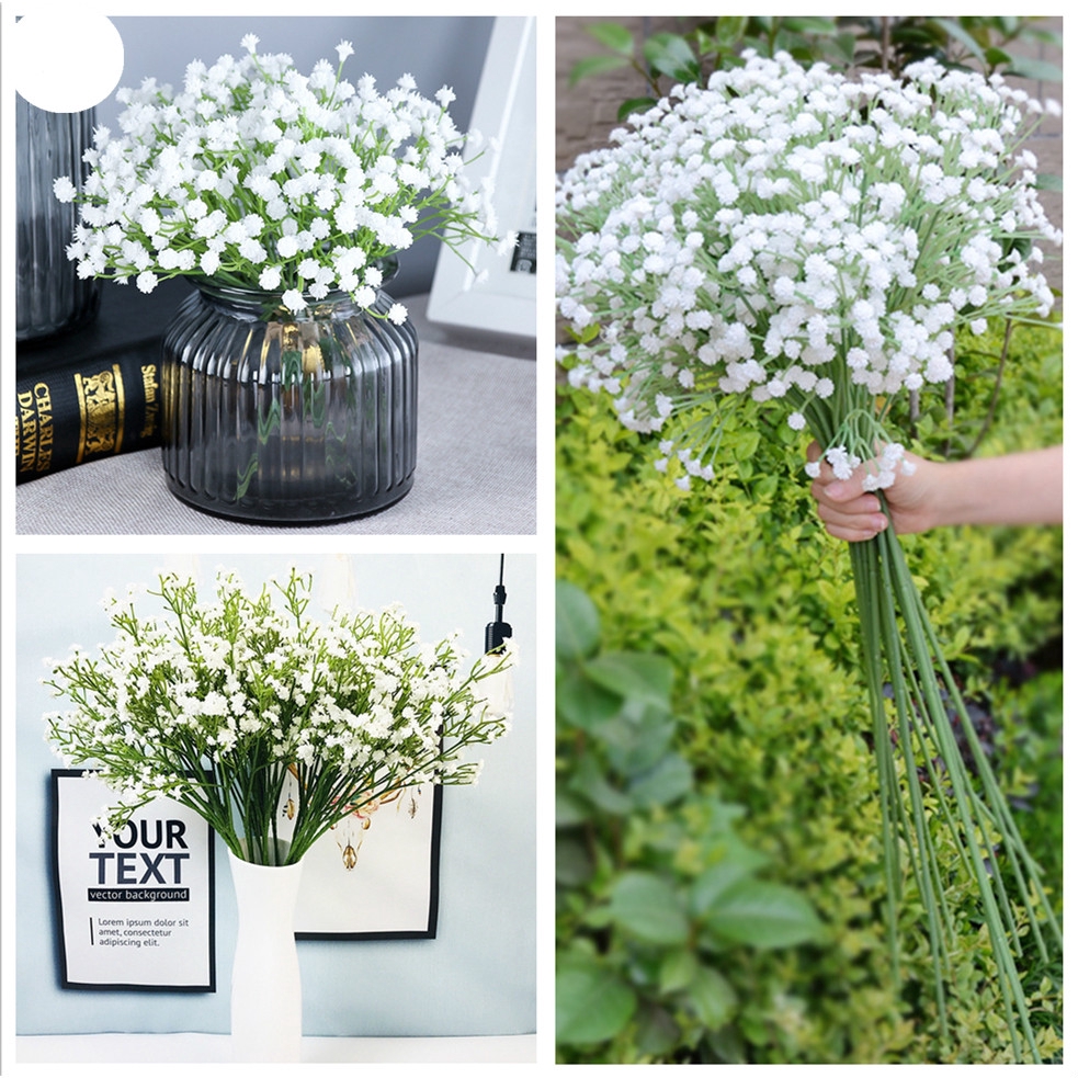 1 bông hoa Gypsophila nhân tạo màu trắng trang trí nhà cửa