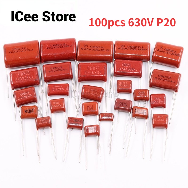 Set 100 Tụ Điện CBB P20 630V 105J 155J 474J 564J 684J 824J CBB 20MM Chuyên Dụng