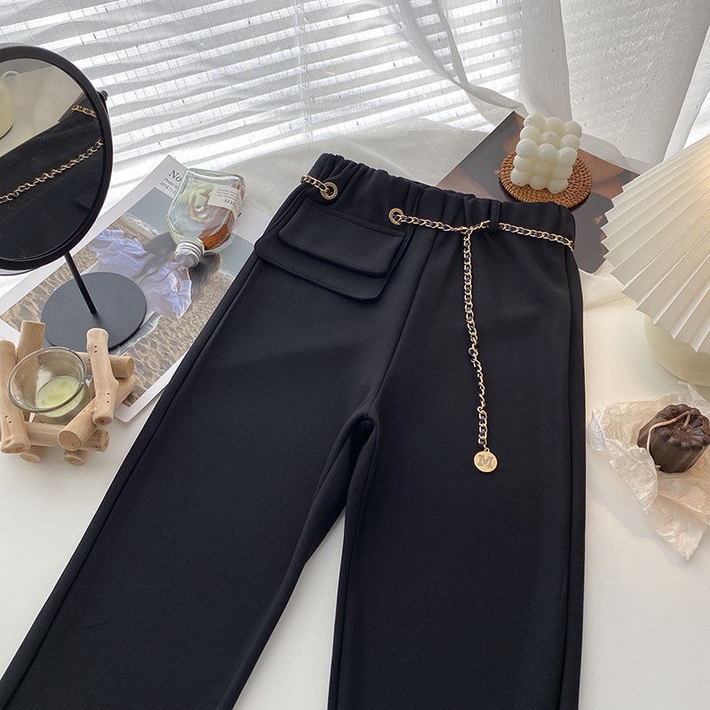 Quần Nữ Ống Loe Xẻ Tà Lưng Thun Phong Cách Mới