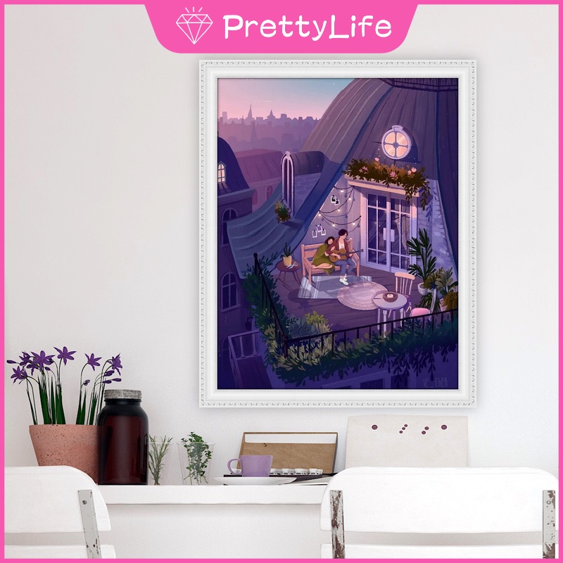 Bộ Tranh Đính Đá 5D Tự Làm Họa Tiết Cuộc Sống Thoải Mái Kích Thước 30x40cm/40x50cm Tiện Dụng