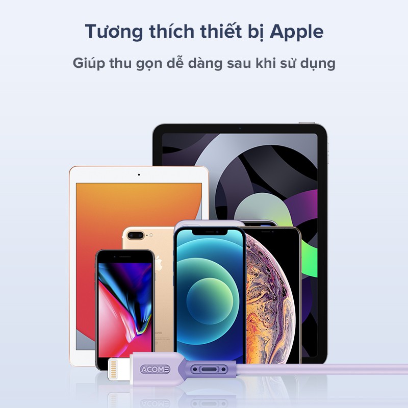 Cáp Sạc Nhanh  ACOME AEL AEC AEM Lightning Type C Micro Tương Thích Với Các Thiết Bị IOS Android