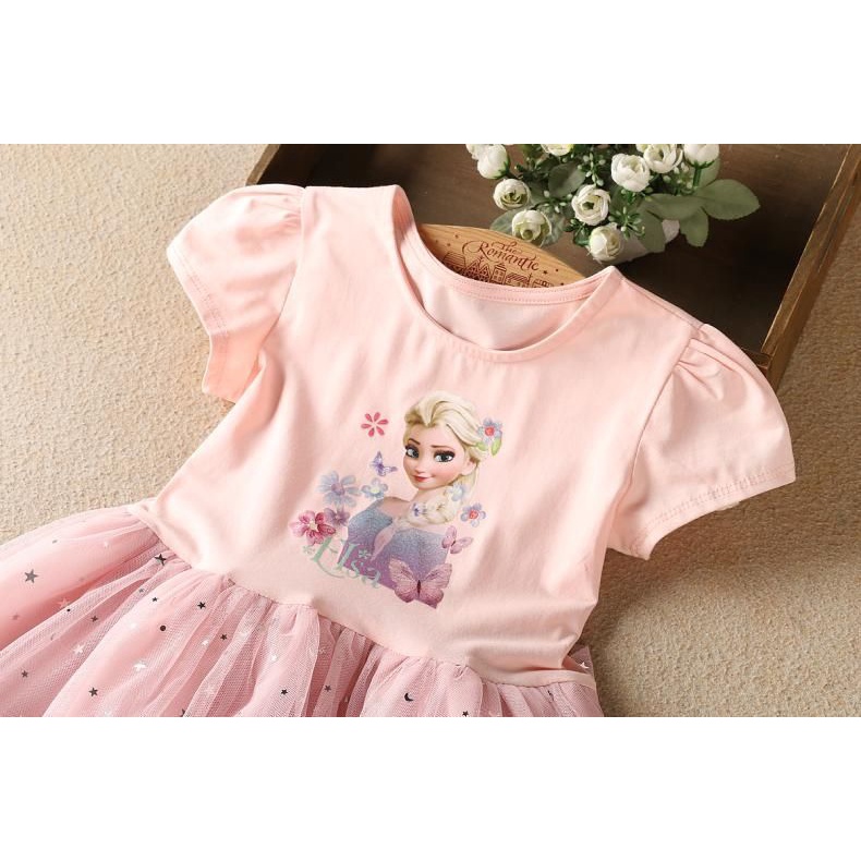 Váy elsa cho bé gái 2-8 tuổi in họa tiết công chúa Elsa đáng yêu