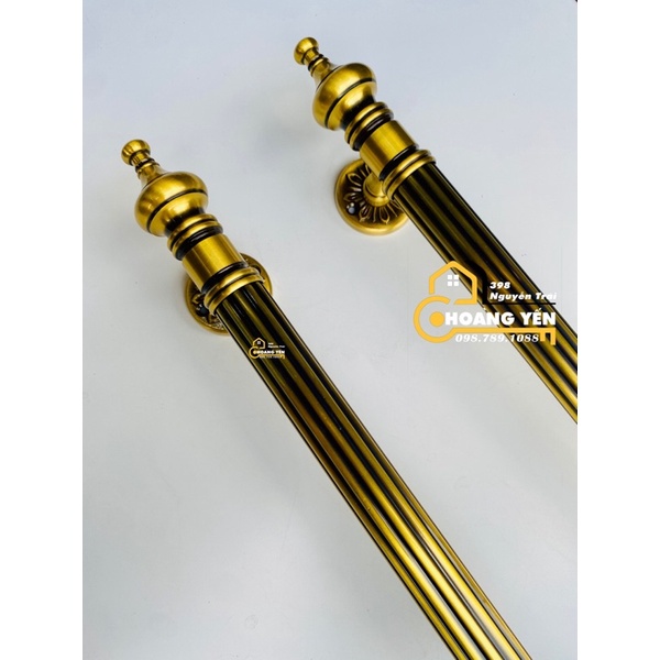 Tay nắm cửa bằng đồng 40cm & 57cm màu rêu sọc, tay nắm cổng bằng đồng đúc 100%, tay kéo cửa cổng, Tay nắm tân cổ điển