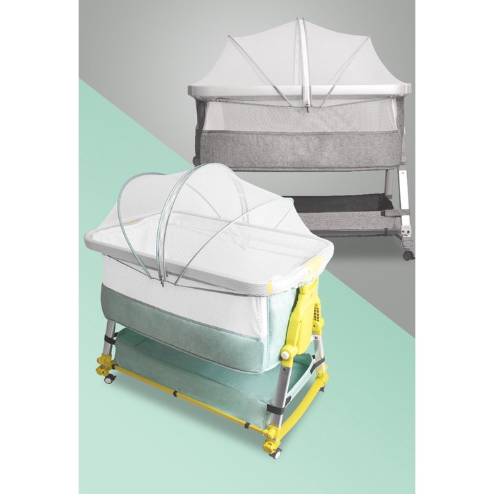 Cũi kề giường nâng hạ độ cao LOVE, Nôi di động đa năng, bập bênh,  gấp gọn, cho bé 0-3 tuổi, mang đi kèm túi xách