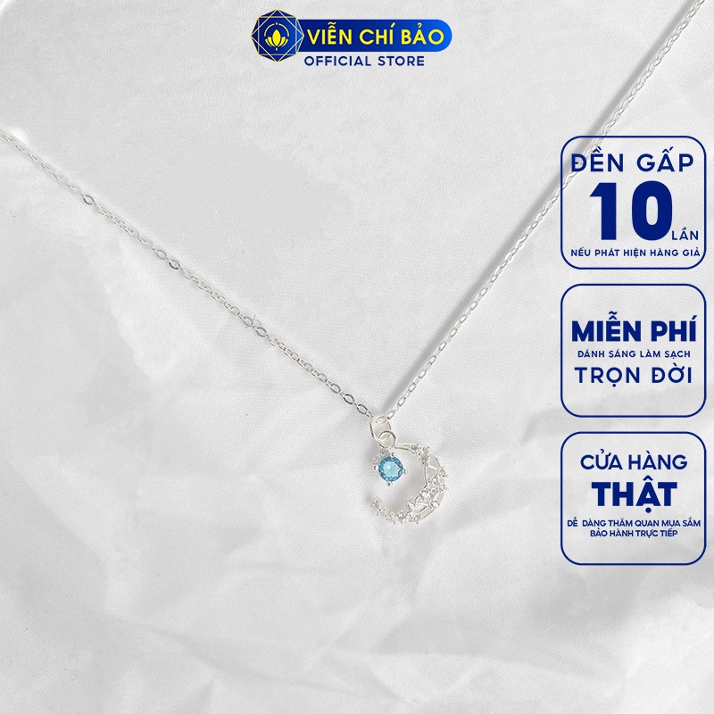 Dây chuyền bạc nữ mặt trăng khuyết đính đá chất liệu nữ bạc 925 thời trang phụ kiện trang sức nữ Viễn Chí Bảo D400338