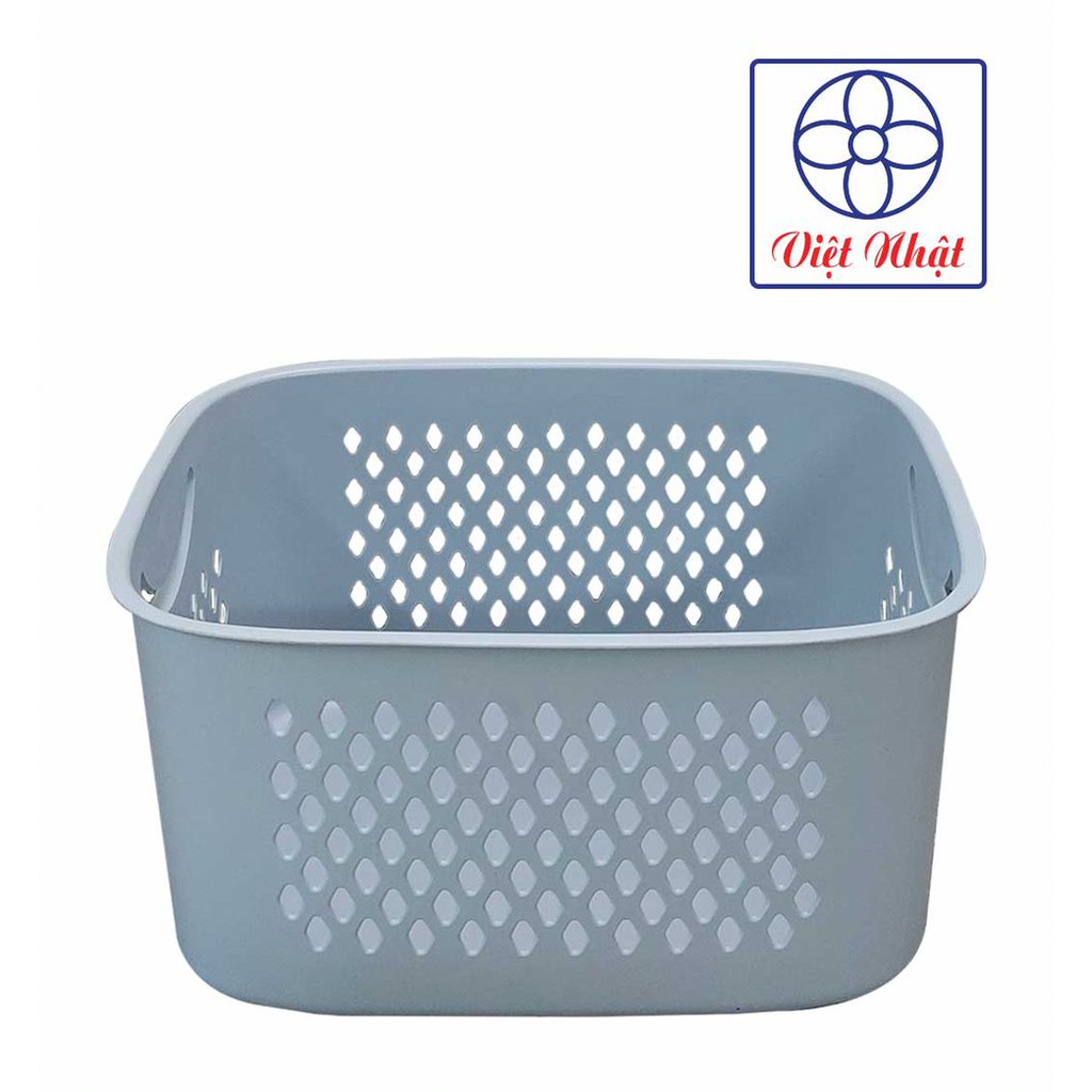 Giỏ caro thấp đựng đồ đa năng có quai cầm Việt Nhật, Rổ nhựa đựng đồ dùng học tập, decor trang trí phòng (3372) -br01241