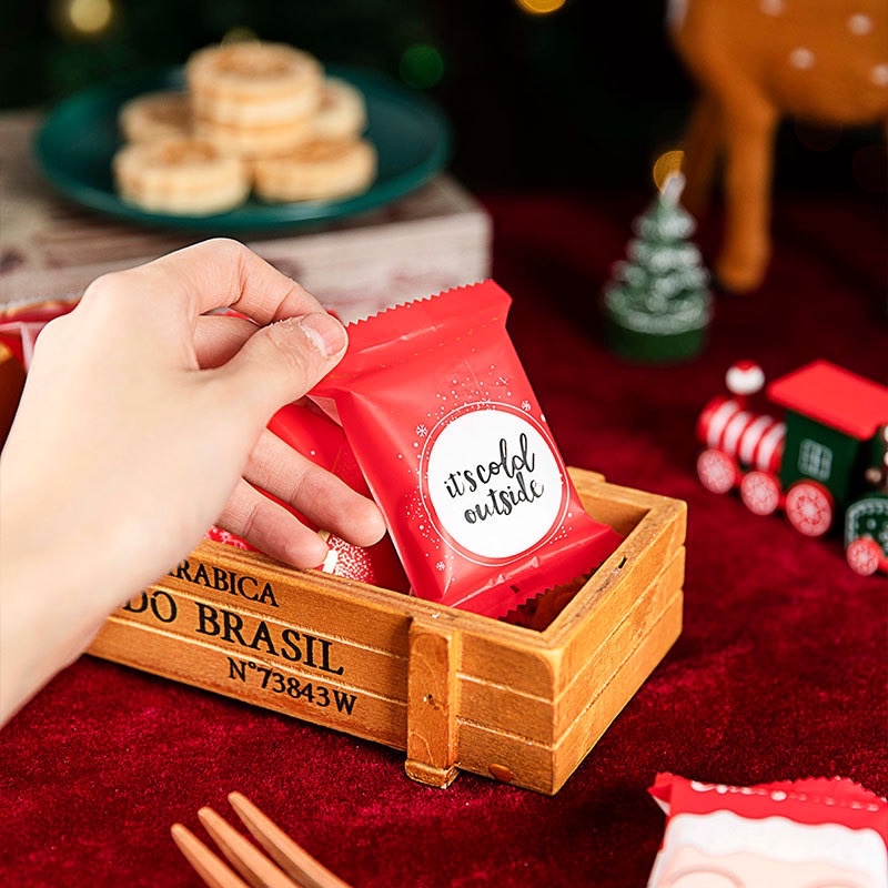 100 vỏ túi bánh 7x10cm noel đỏ