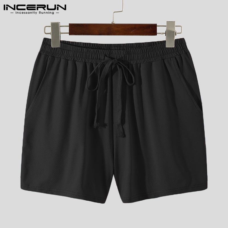 Bộ áo crop top và quần short INCERUN màu trơn 2 món thời trang mùa hè dành cho nam