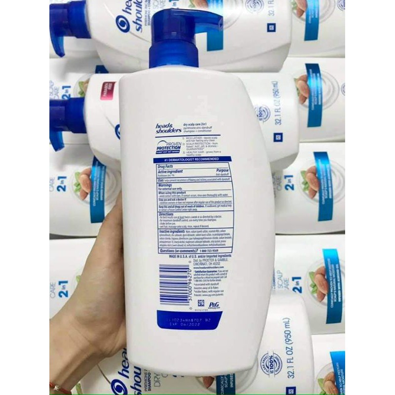 Dầu gội xả 2 in 1 Head & Shoulders hạnh nhân Dry Scalp Care Mỹ 950ml