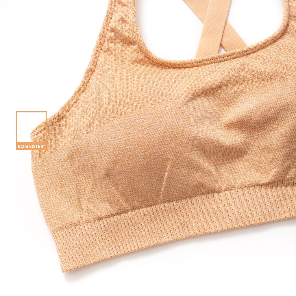 Áo lót thể thao mút mỏng cotton pha không gọng màu trơn nâng ngực tự nhiên BOM SISTER BR211 | BigBuy360 - bigbuy360.vn