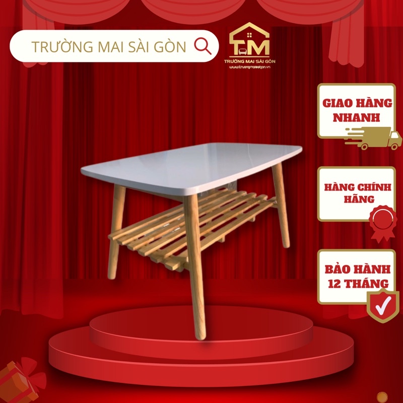 bàn trà sofa gỗ chữ nhật có kệ tiện lợi hiện đại chống thấm ẩm ướt cao cấp Trường Mai Sài Gòn