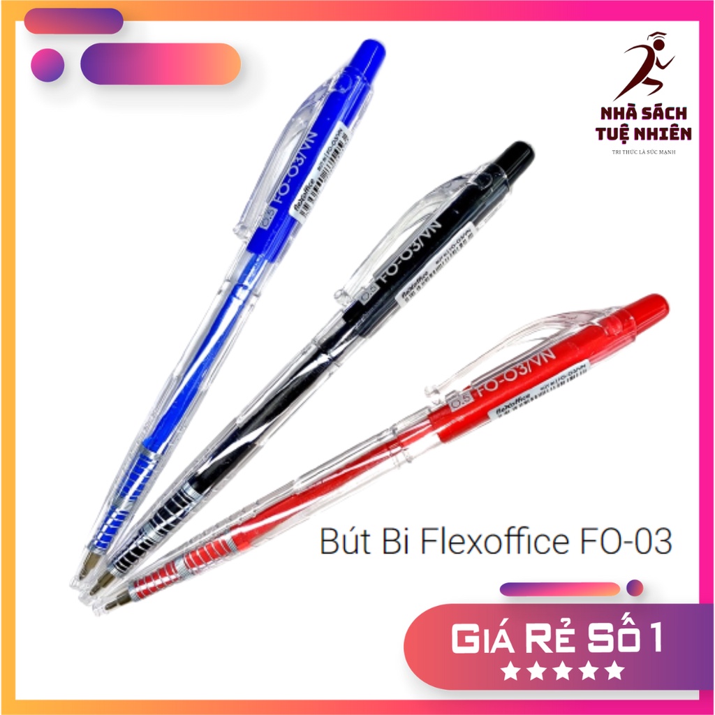 Bút bi Thiên Long Flexoffice FO 03 viết bi TL Đủ 3 Màu XANH - ĐỎ - ĐEN CAM KẾT CHÍNH HÃNG