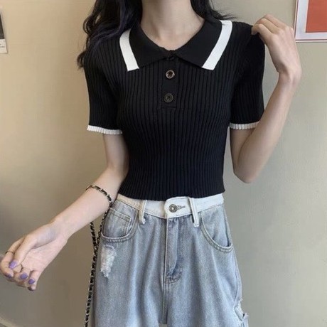 Áo Croptop Len Cổ Đức_Xưởng May Quang Anh