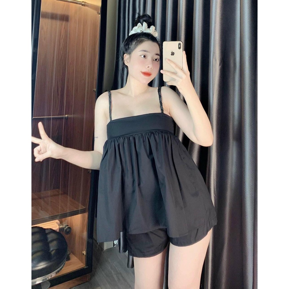 Set hai dây đan, áo form rộng, quần short siêu xinh cho nữ mặc nhà, mặc đi chơi