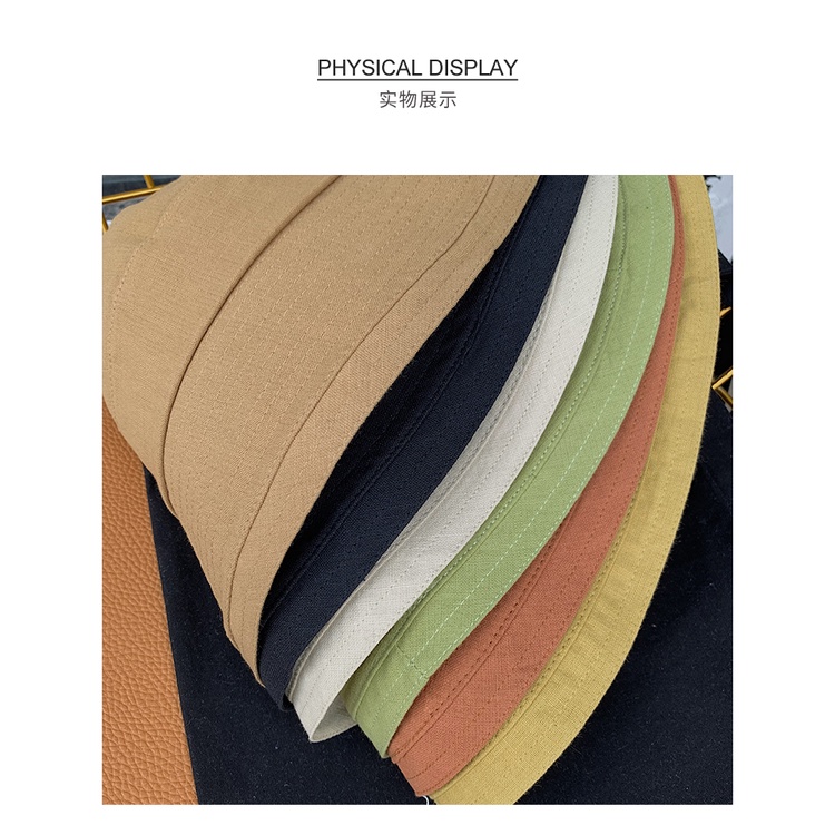 Nón Bucket Vành Rộng Bằng Cotton Lanh Mỏng Thoáng Khí Phong Cách Nhật Bản