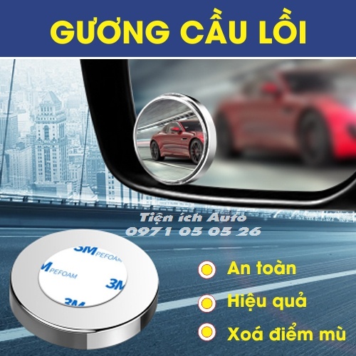 Gương cầu lồi có viền gắn kính hậu xe ô tô, xe hơi xoay 360 độ | tienich_auto