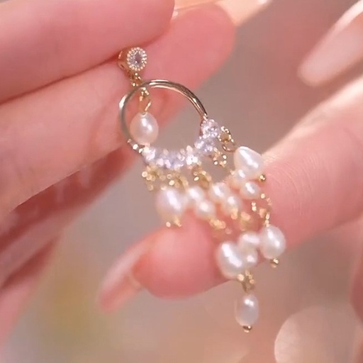 Khuyên Tai Tua Rua Hạt Ngọc Trai Tự Nhiên Chất Lượng Cao Phong Cách Hàn Quốc