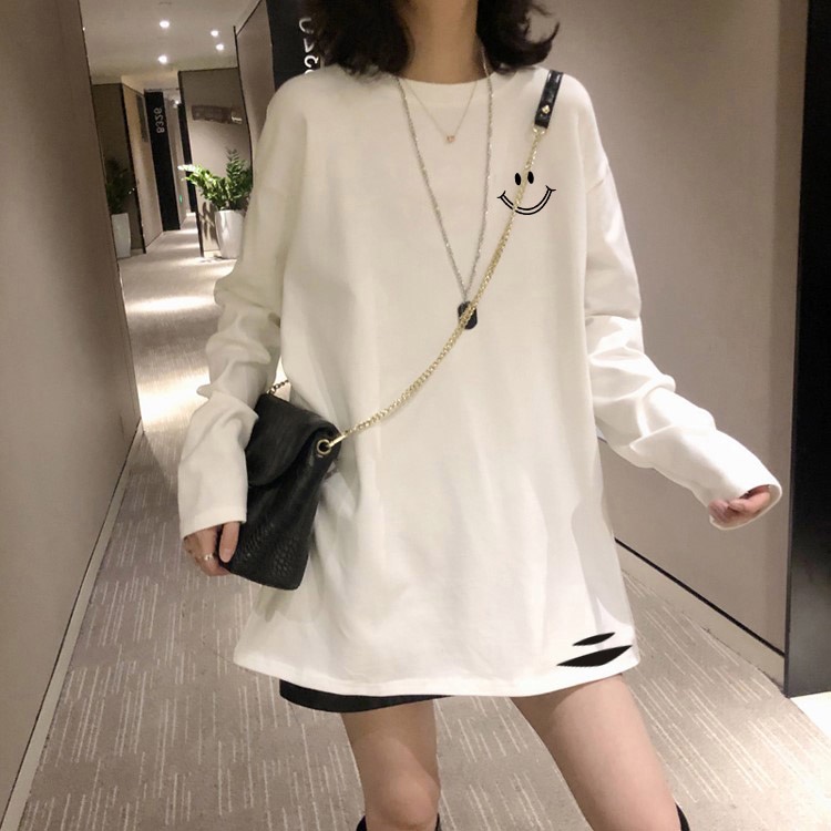 NRVP Áo Thun Nữ Tay Dài 100% Cotton Thời Trang Hàn Quốc