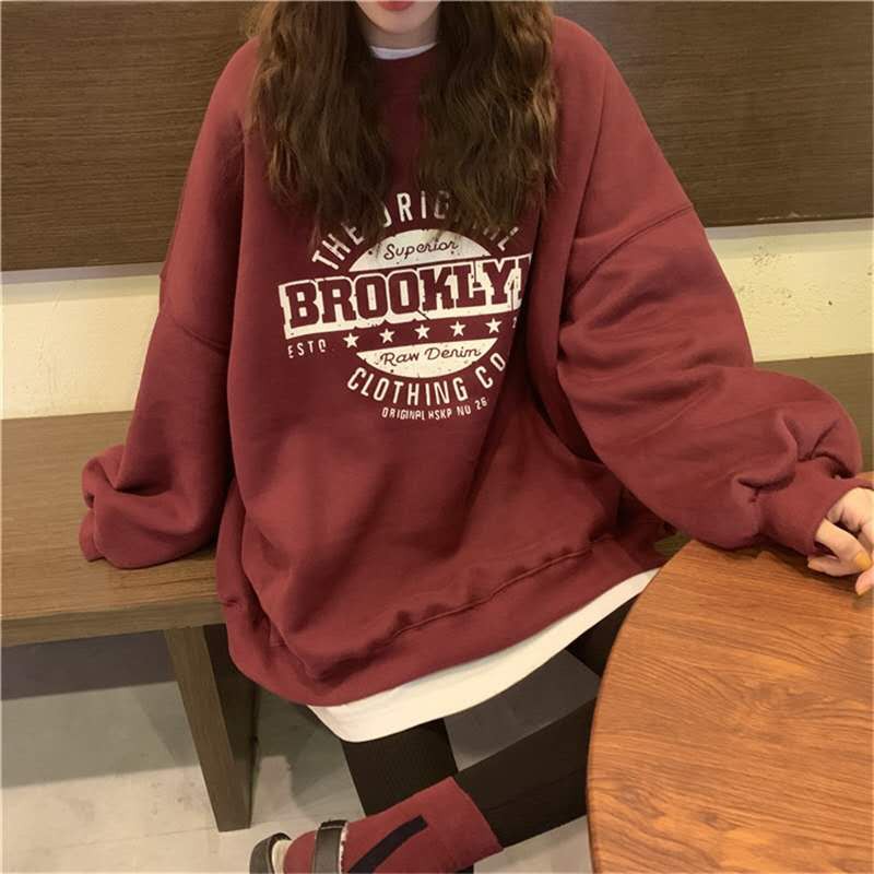 Áo Nỉ Ngoại In Chữ BROOKLYN 🦋 Áo Thun Dài Tay Nữ Dáng Rộng ulzzang 5 Màu 🦋 | BigBuy360 - bigbuy360.vn