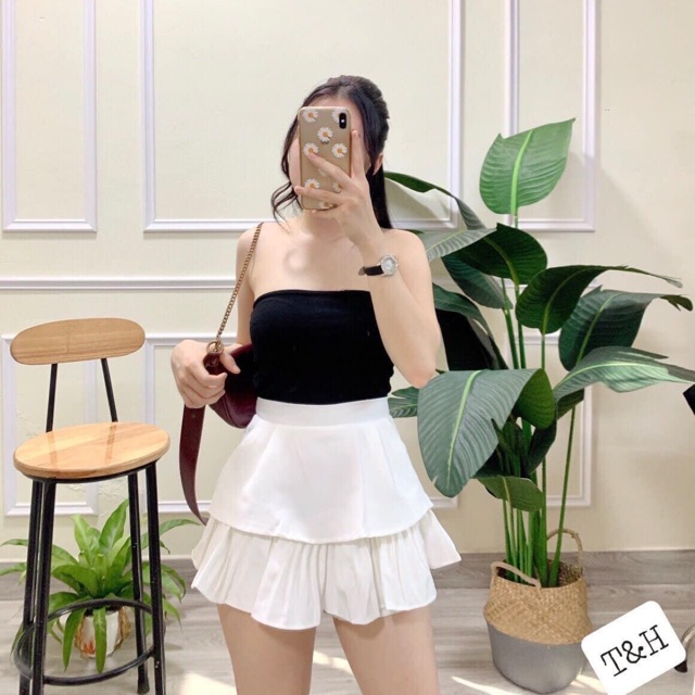 Chân váy ly gấu cạp cao (115k)