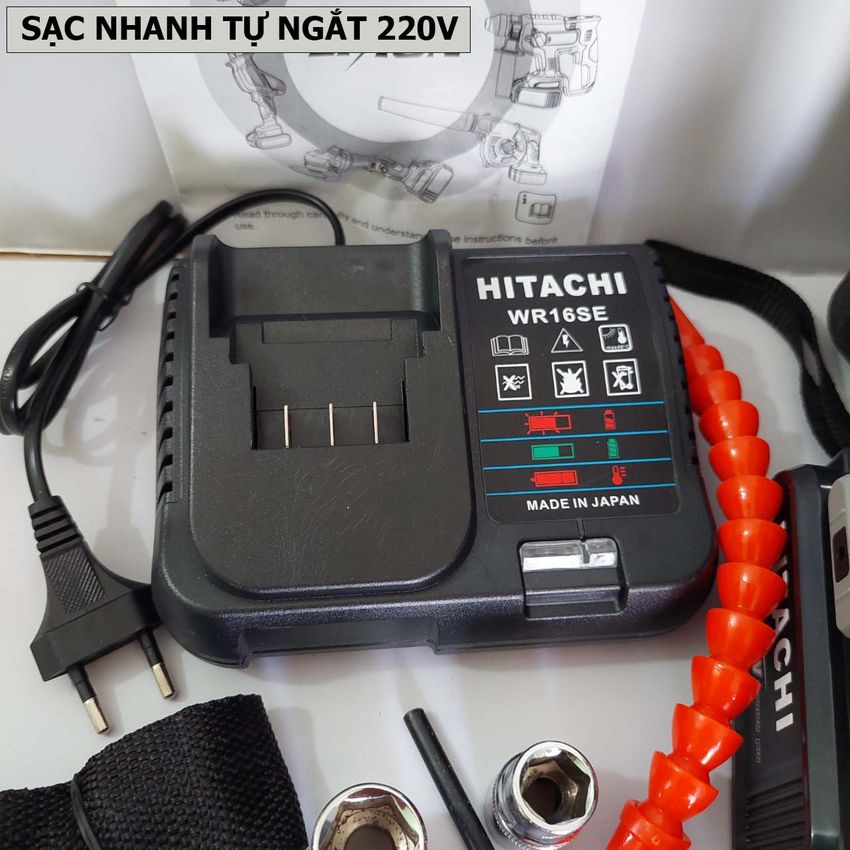 KHÔNG CHỔI THAN - Máy Siết Bulong Hitachi 20V, Siết Bulong Dùng Pin Cầm Tay, Bắn Vít, Hàng Cao Cấp, Bảo Hành 12 Tháng