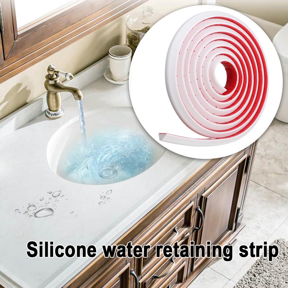 ♫DAPHNE♫ Kitchen Water Stopper Silicone Water Retaining Bar Shower Barrier Sealing Strip Flexible Water Blocker Self-adhesive Bathroom Floor Door Dry And Wet Separation/Multicolor