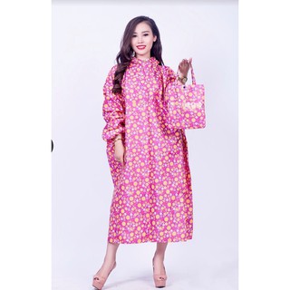 Đi mưa-Áo mưa Hoa bít không xẻ tà vải dù tiện lợi-Hàng cao cấp