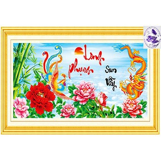 Tranh đính đá vợ chồng Long Phụng Sum Vầy. Kích thước: 132*61cm