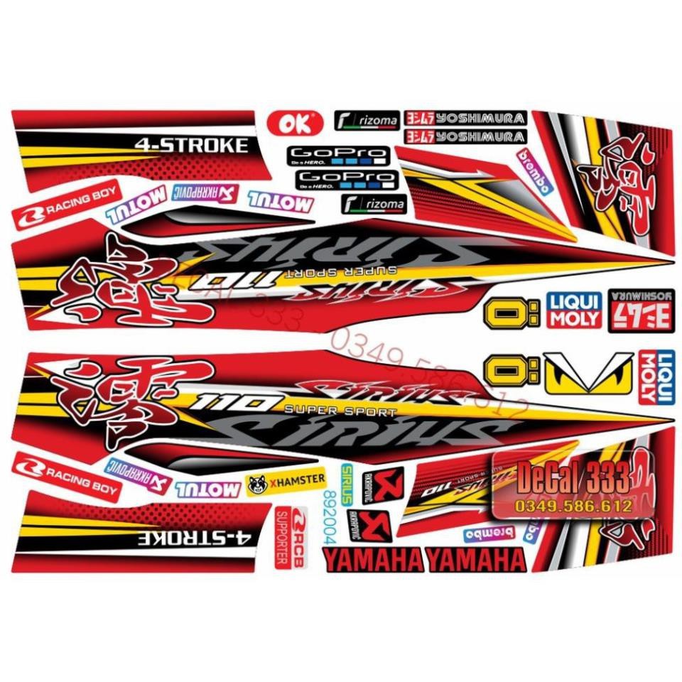 Tem Rời SIRIUS Chữ Tàu ĐỎ ĐEN 892004 (Tem Chế 3 Lớp Chống Phai Màu)