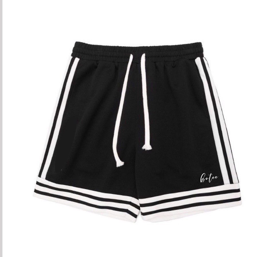 Quần short 2V, bóng chày unisex line sọc thể thao ống rộng chất poly co giãn mạnh