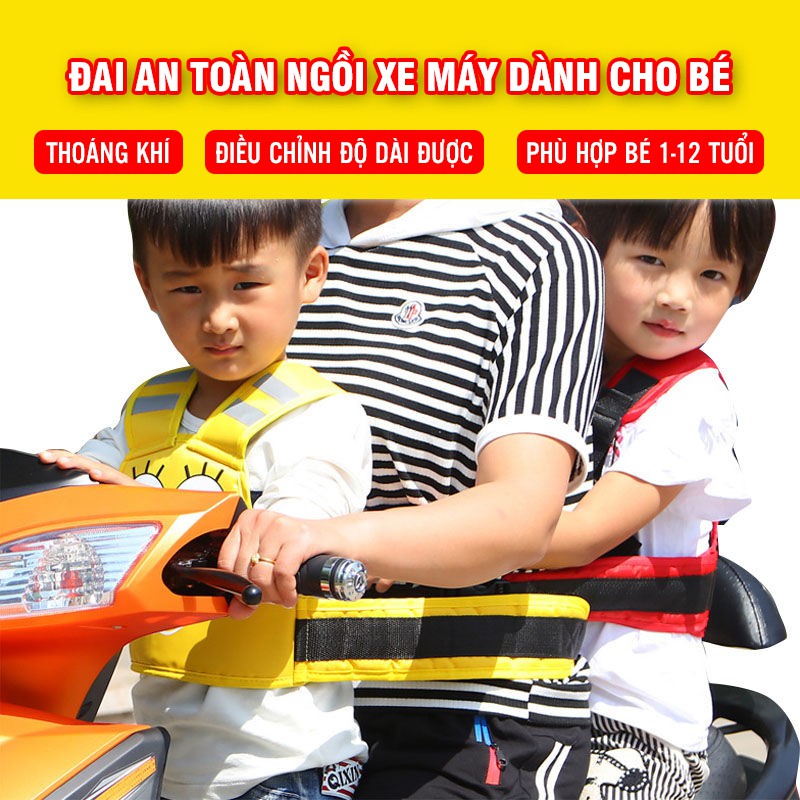 Đai An Toàn Ngồi Xe Máy Dành Cho Bé Có Túi Khóa Kéo Mini