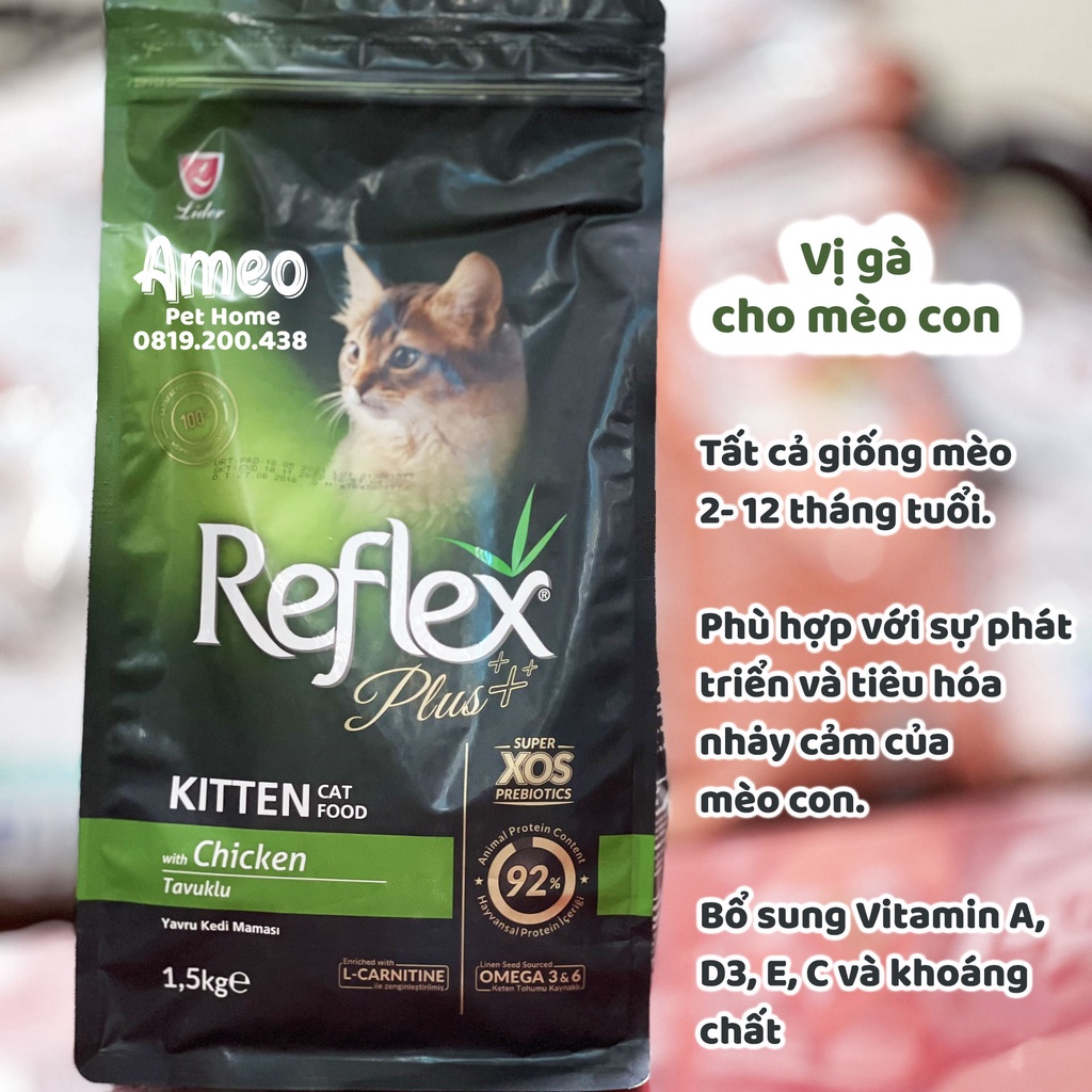 Thức ăn cho mèo con Reflex PLUS Kitten vị Thịt Gà Nguyên Seal | Reflex Plus Kitten Cat Food Chicken 1,5kg