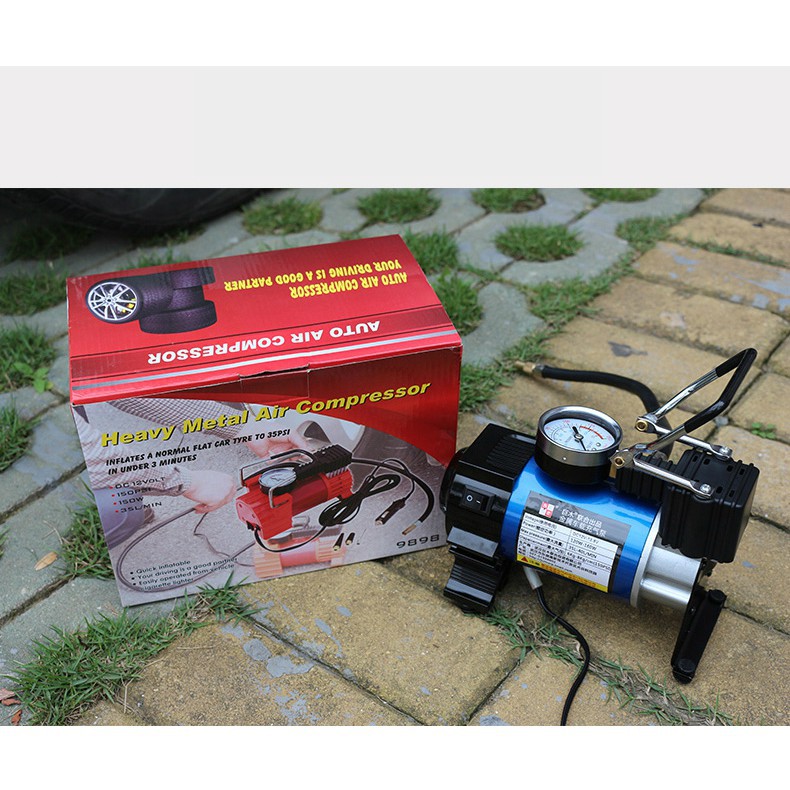 Bình nén khí mini Jumu - Máy bơm hơi 12V mini áp suất cao. Bơm hơi Ôtô, xe máy, mã lực lớn, Công Suất Đạt 120W, Dễ Dàng