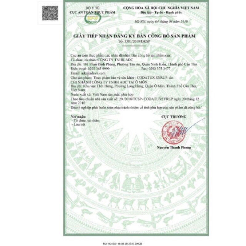 ✅ siro codatux giảm ho, viêm họng, hết khò khè