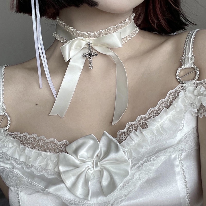 Vòng cổ đính nơ phong cách lolita xinh xắn