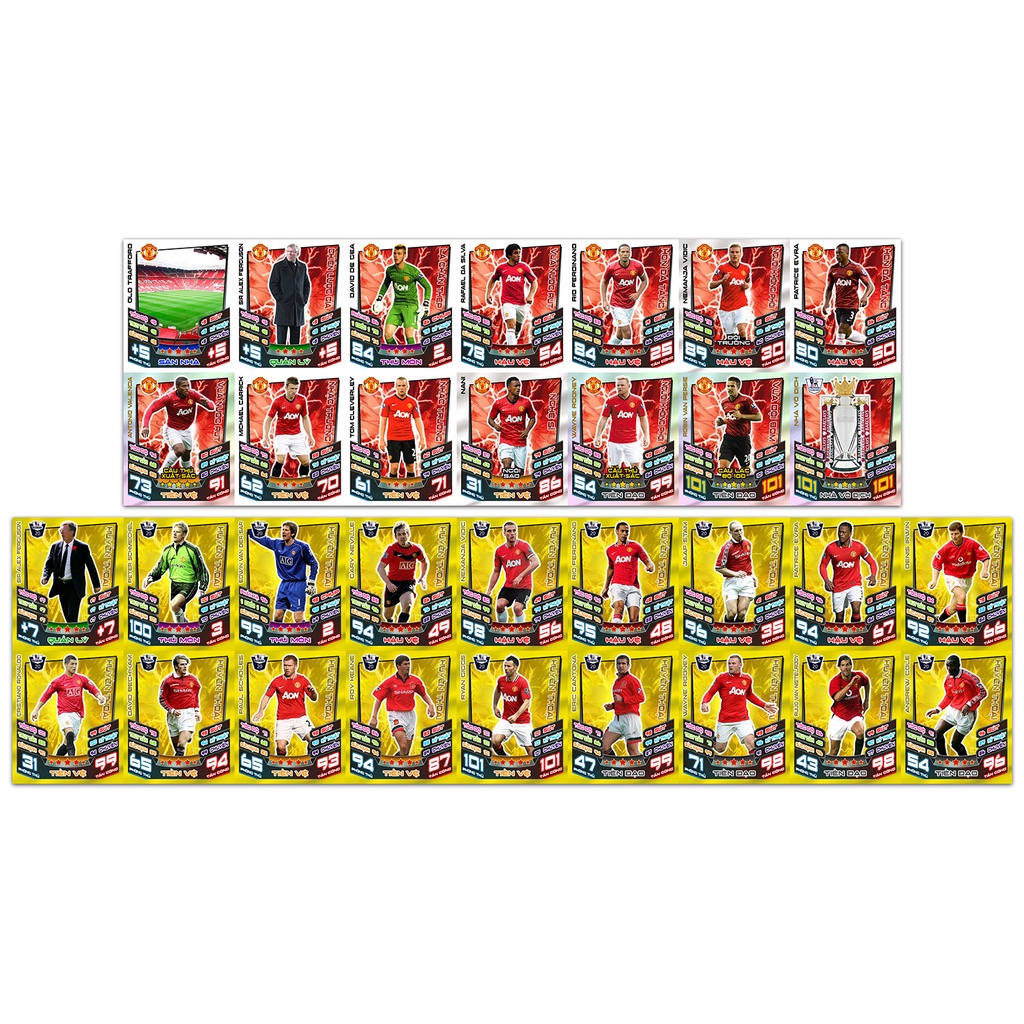 Set 32 Thẻ In Match Attax 2012-13 Poca Manchester United Nhà Vô Địch EPL