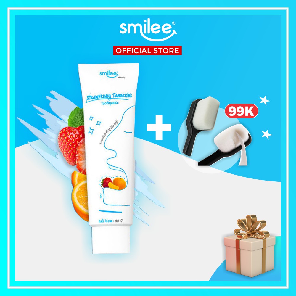 Kem Đánh Răng Smilee, kem đánh răng hương dâu quýt, giữ trắng răng, hơi thở thơm mát
