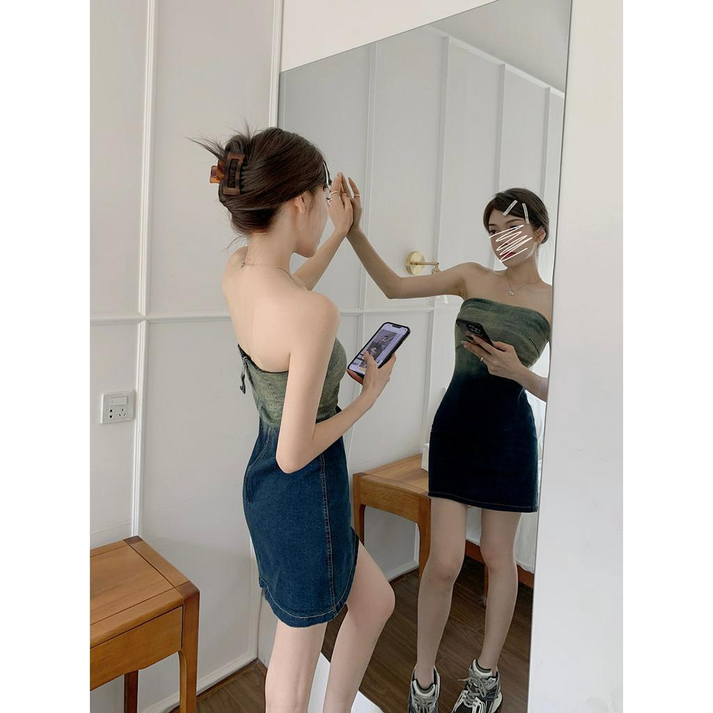 Đầm Denim Hở Vai Ôm Dáng Quyến Rũ Hợp Thời Trang Cho Nữ