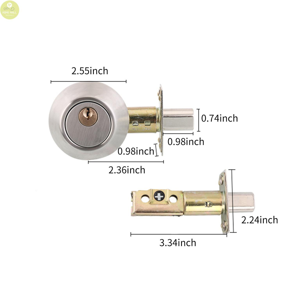 Bộ Tay Nắm Cửa Kèm 3 Chìa Khóa Bằng Thép Không Gỉ