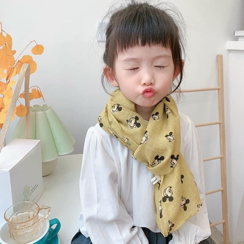 Khăn quàng cổ ,Khăn Đũi Quàng Cổ Mickey chất cotton Siêu Mềm Cho Bé