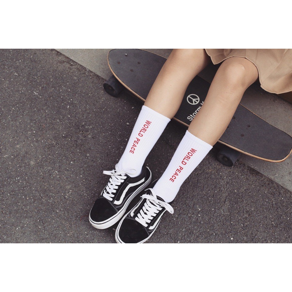 Tất vớ cổ cao dài World Peace thời trang unisex nam nữ thể thao cao cấp