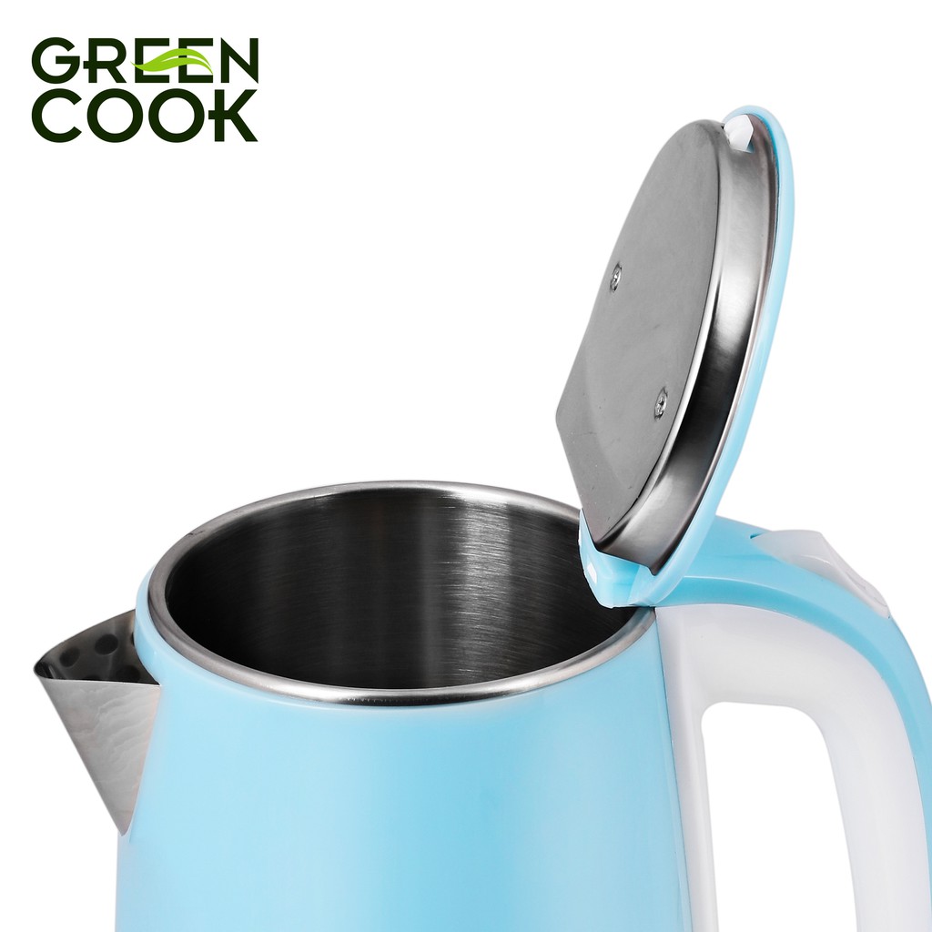 Bình đun inox 304 cao cấp Green Cook GCEK-17S15D 2 lớp chống bỏng 1,7L - Hàng chính hãng