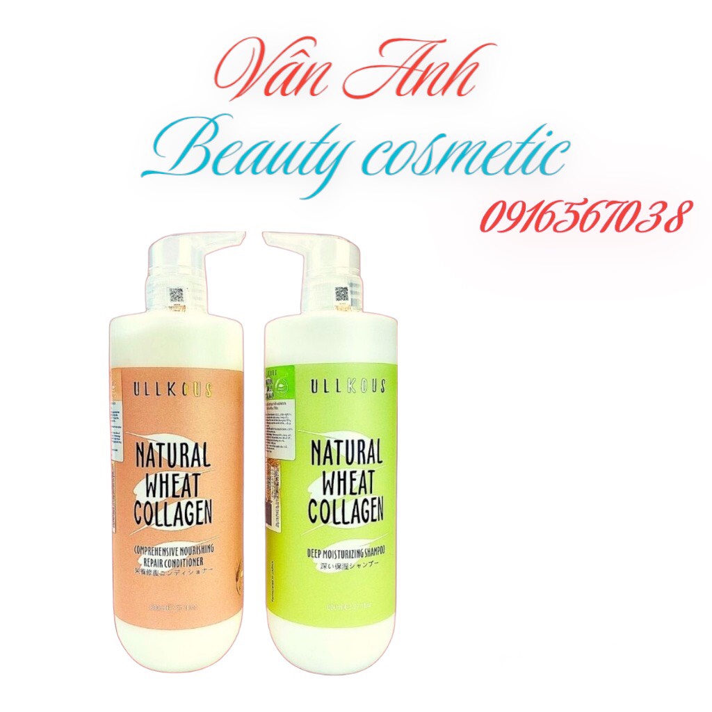 Cặp dầu gội dầu xả COLLAGEN ULLKOUS 800ML - Bổ xung COLLAGEN từ lúa mạch giảm gãy rụng tóc GX07