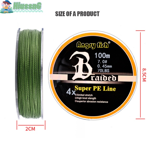 Cuộn Dây Câu 4 Sợi Bện 100m/109yds Siêu Bền 10LB-80LB Màu Đen